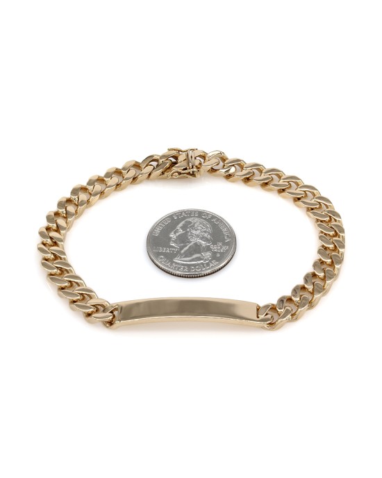 Curb Link Engraveable Gold Bracelet